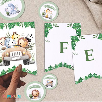kit imprimible personalizado - ANIMALITOS - SAFARI