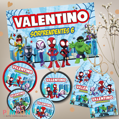 kit imprimible textos editables - SUPERHEROES - SPIDEY Y SUS SORPRENDENTES AMIGOS