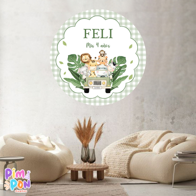 banner imprimible digital 1,20 mts - ANIMALITOS - SAFARI 2