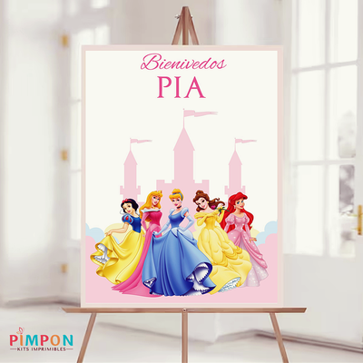 kit imprimible textos editables - PRINCESAS DISNEY