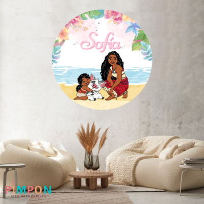 banner imprimible digital 1,20 mts - princesas - moana 2
