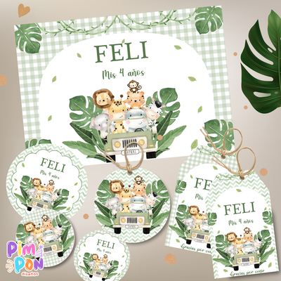 kit imprimible personalizado - ANIMALITOS - SAFARI MOD 2