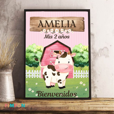 kit imprimible textos editables - VACA LOLA ROSA