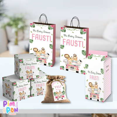 kit imprimible personalizado - ANIMALITOS - SAFARI MOD 3 ROSA