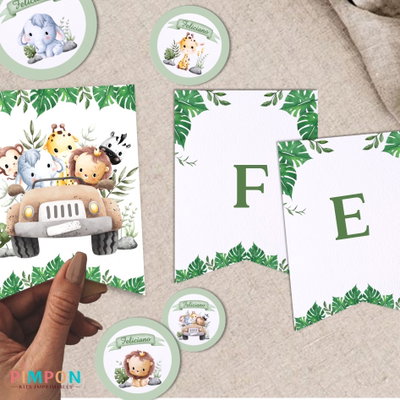 kit imprimible textos editables - ANIMALITOS - SAFARI