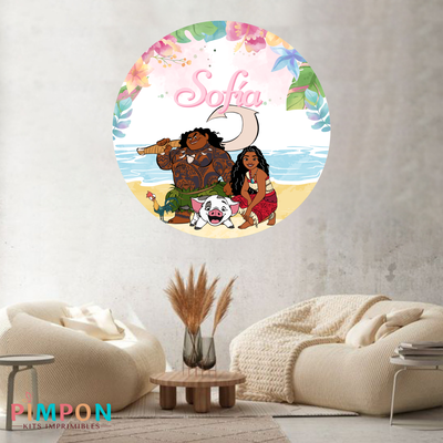 banner imprimible digital 1,20 mts - princesas - moana 2