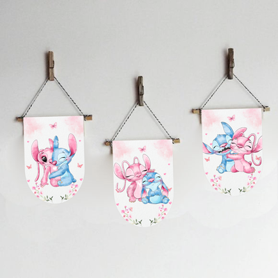 kit imprimible textos editables - STITCH Y ANGELA ACUARELA