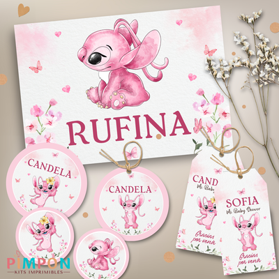 kit imprimible textos editables - STITCH - ANGELA ACUARELA