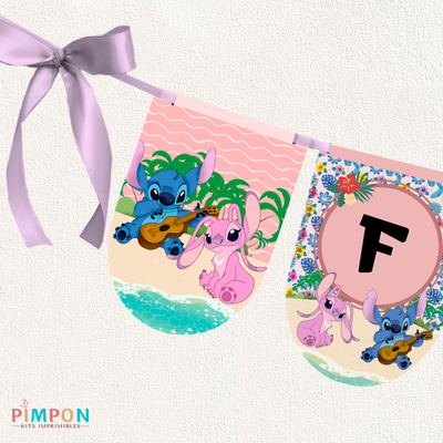 kit imprimible personalizado - STITCH Y ANGELA ROSA