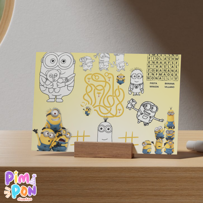 Juego imprimible - souvenir -mantel de actividades minions