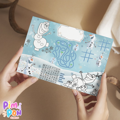 Juego imprimible - souvenir -mantel de actividades frozen olaf