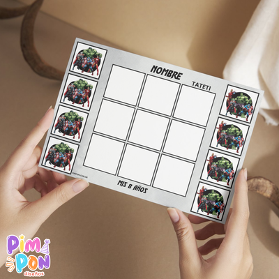 Juego imprimible - souvenir - ta te ti avengers