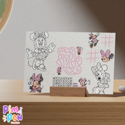 Juego imprimible - souvenir -mantel de actividades minnie