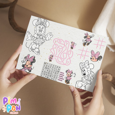 Juego imprimible - souvenir -mantel de actividades minnie