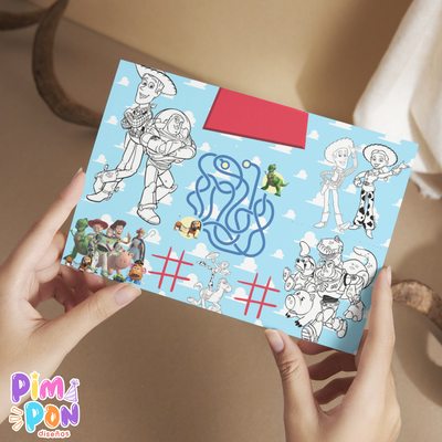 Juego imprimible - souvenir -mantel de actividades toy story