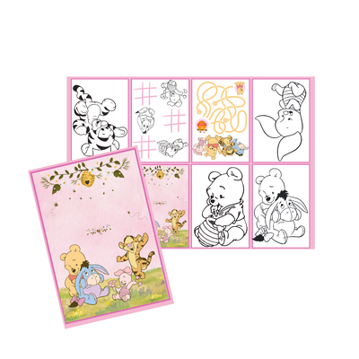 Juego imprimible - souvenir - mini libro para colorear winnie pooh rosa