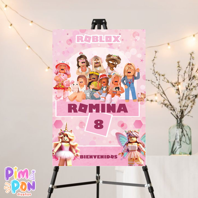 kit imprimible personalizado - ROBLOX rosa