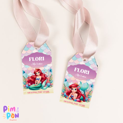 kit imprimible textos editables PRINCESAS - ARIEL LA SIRENITA 