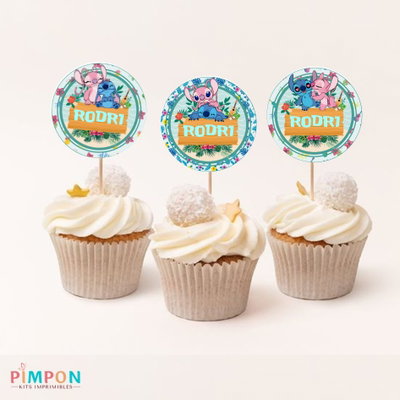 kit imprimible personalizado - STITCH Y ANGELA