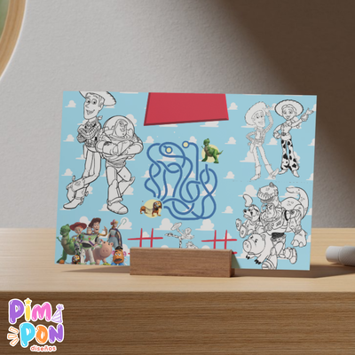 Juego imprimible - souvenir -mantel de actividades toy story