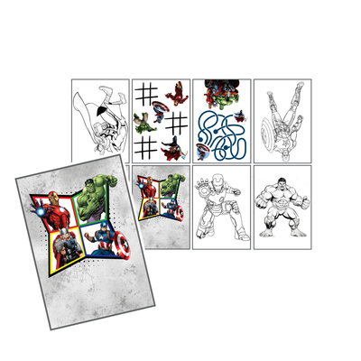 Juego imprimible - souvenir - mini libro para colorear avengers 
