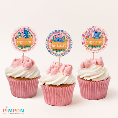 kit imprimible personalizado - STITCH Y ANGELA ROSA