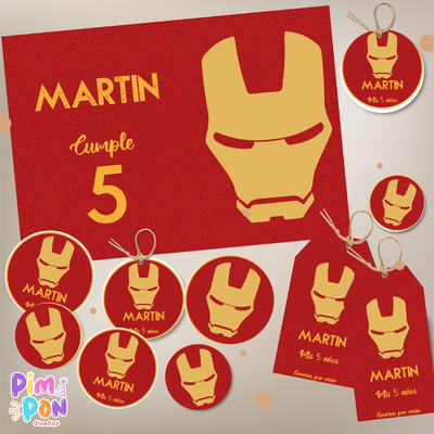 kit imprimible textos editables - SUPERHEROES - IRONMAN