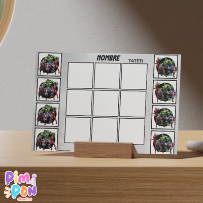 Juego imprimible - souvenir - ta te ti avengers