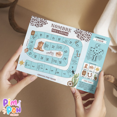 Juego imprimible - souvenir - juego de la oca cowboy