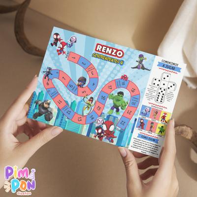 Juego imprimible - souvenir - juego de la oca spidey y sus sorprendentes amigos