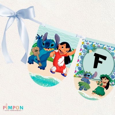 kit imprimible textos editables - LILO Y STITCH