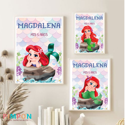 kit imprimible textos editables - PRINCESAS - LA SIRENITA BEBE MOD. 1