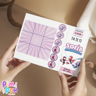 Juego imprimible - souvenir - tateti spidey y sus sorprendentes amigos rosa