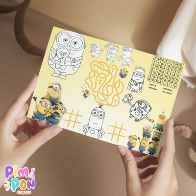 Juego imprimible - souvenir -mantel de actividades minions