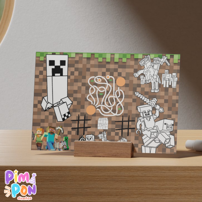 Juego imprimible - souvenir -mantel de actividades minecraft