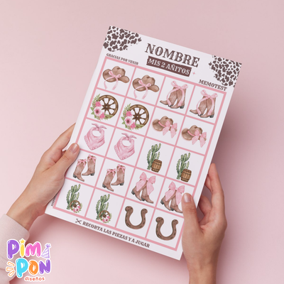Juego imprimible - souvenir - memotest cowgirl