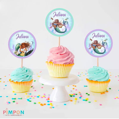 kit imprimible textos editables - PRINCESAS - LA SIRENITA MOVIE