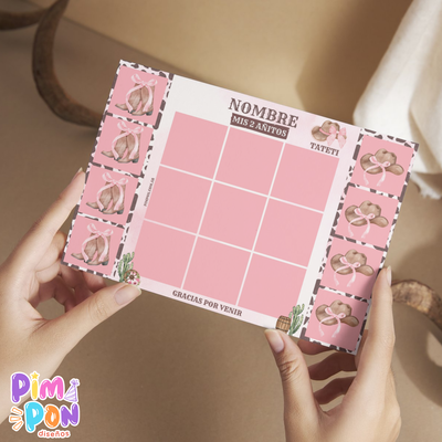 Juego imprimible - souvenir - ta te ti cowgirl
