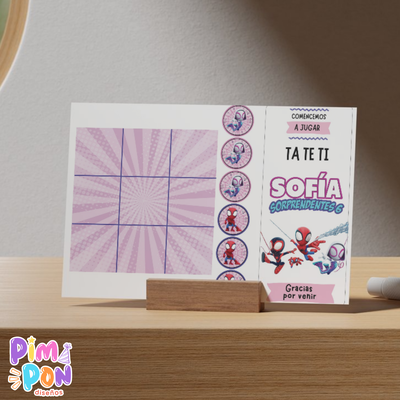 Juego imprimible - souvenir - tateti spidey y sus sorprendentes amigos rosa