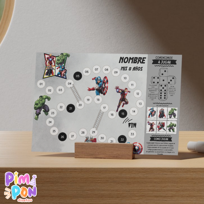 Juego imprimible - souvenir - juego de la oca avengers