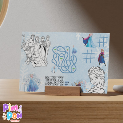 Juego imprimible - souvenir -mantel de actividades frozen