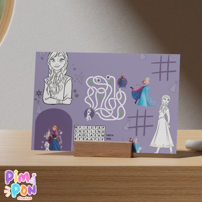 Juego imprimible - souvenir -mantel de actividades frozen ana