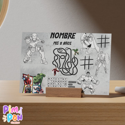 Juego imprimible - souvenir -mantel de actividades AVENGERS