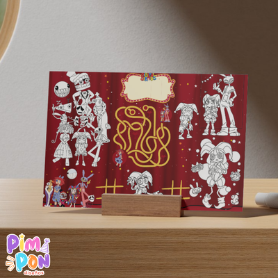 Juego imprimible - souvenir -mantel de actividades CIRCO DIGITAL