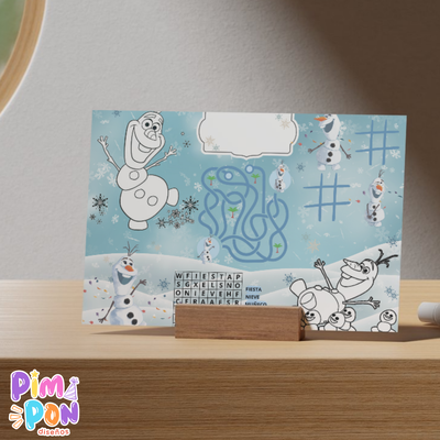 Juego imprimible - souvenir -mantel de actividades frozen olaf
