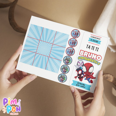 Juego imprimible - souvenir - ta te ti spidey y sus sorprendentes amigos