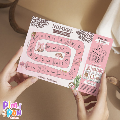 Juego imprimible - souvenir - juego de la oca cowgirl