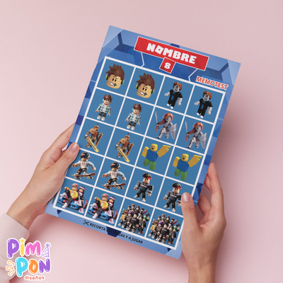 Juego imprimible - souvenir - memotest roblox 