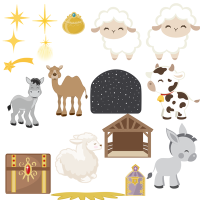 Cliparts + papeles digitales - navidad - pesebre 02