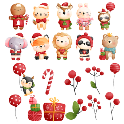 Cliparts + papeles digitales - navidad animalitos 01